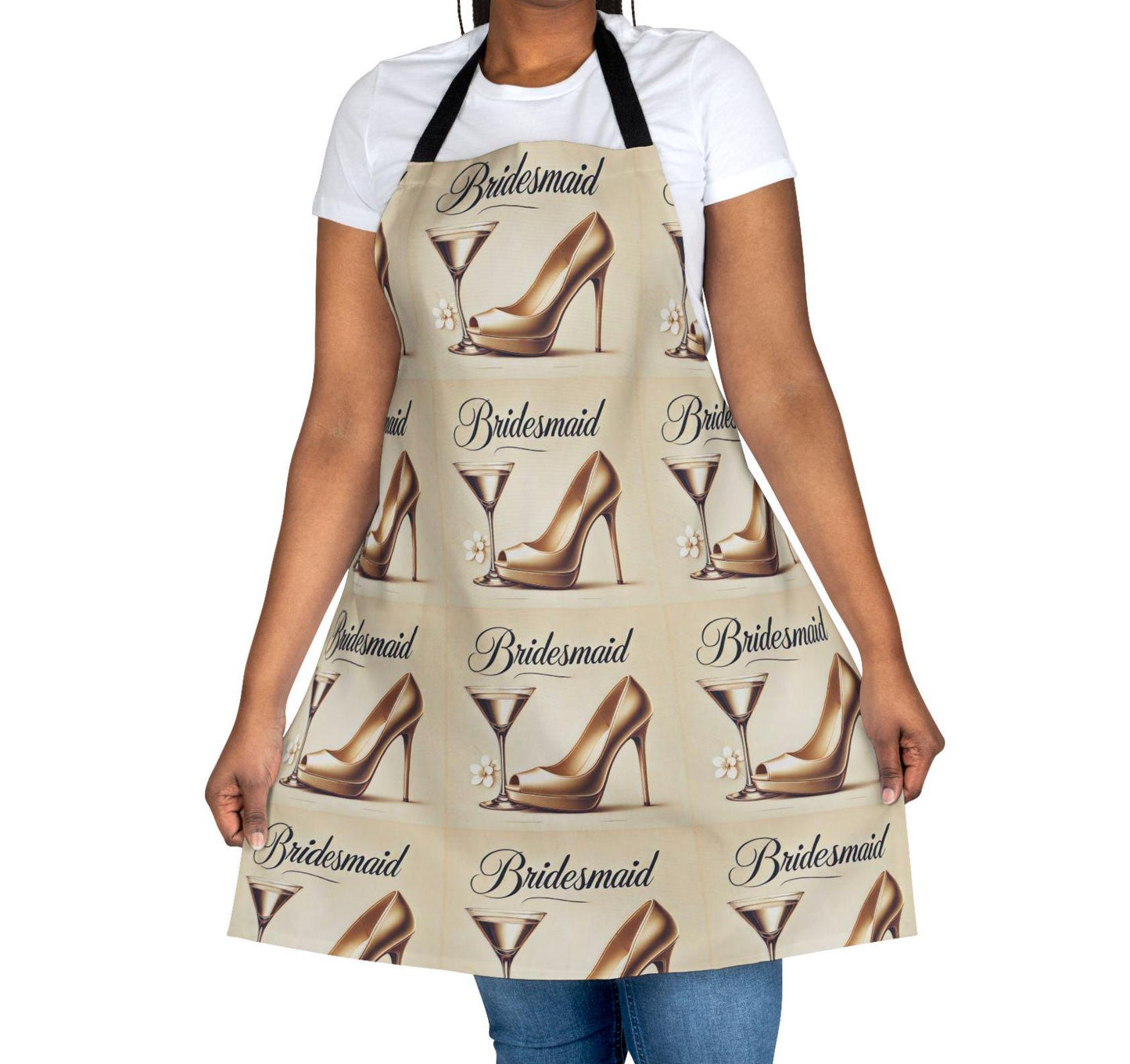 Bridesmaid Gift Apron, 5-Color Straps to Choose From, Wedding Party Gifts, Kiss the Cook, Newlyweds