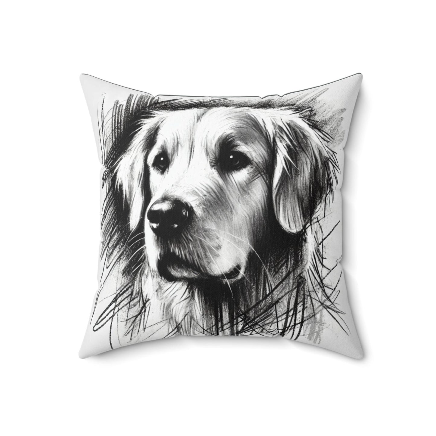 Pillow Golden Retriever Charcoal Sketch Design, LGBT Housewarming, Modern Art Charm, Soft Throw Pillow, Chic Home Decor, Gay Dog Lover Gift