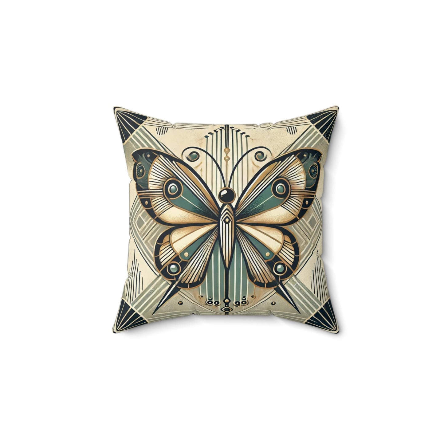 Art Deco Square Pillow, Vintage Butterfly Design, Retro Charm, Housewarming Gift, Spun Polyester Cover, Gift for Art Lover, Throw Pillow