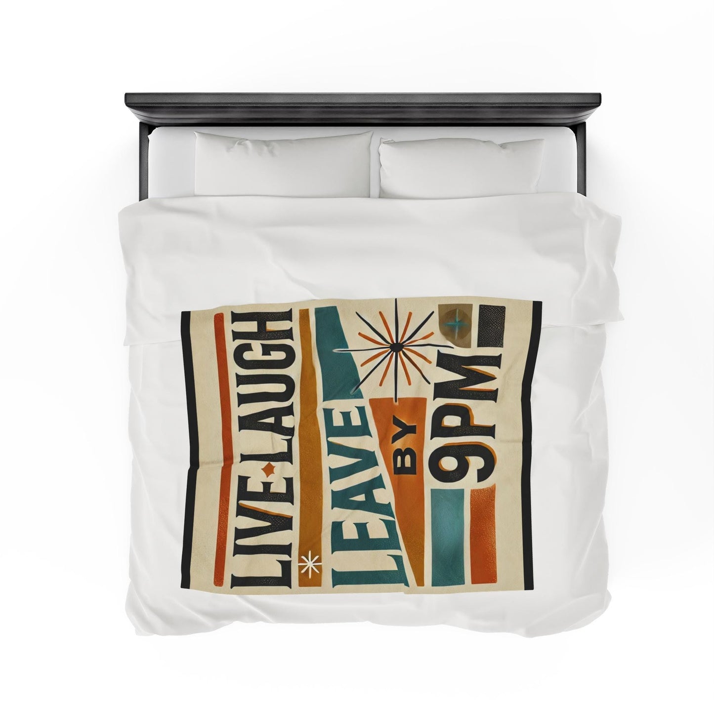 Plush Blanket, Funny Live Laugh Leave Design, Fleece Throw, Housewarming Gift, Mid-Century Theme, Warm Bedding, Home Decor, Introvert Gift