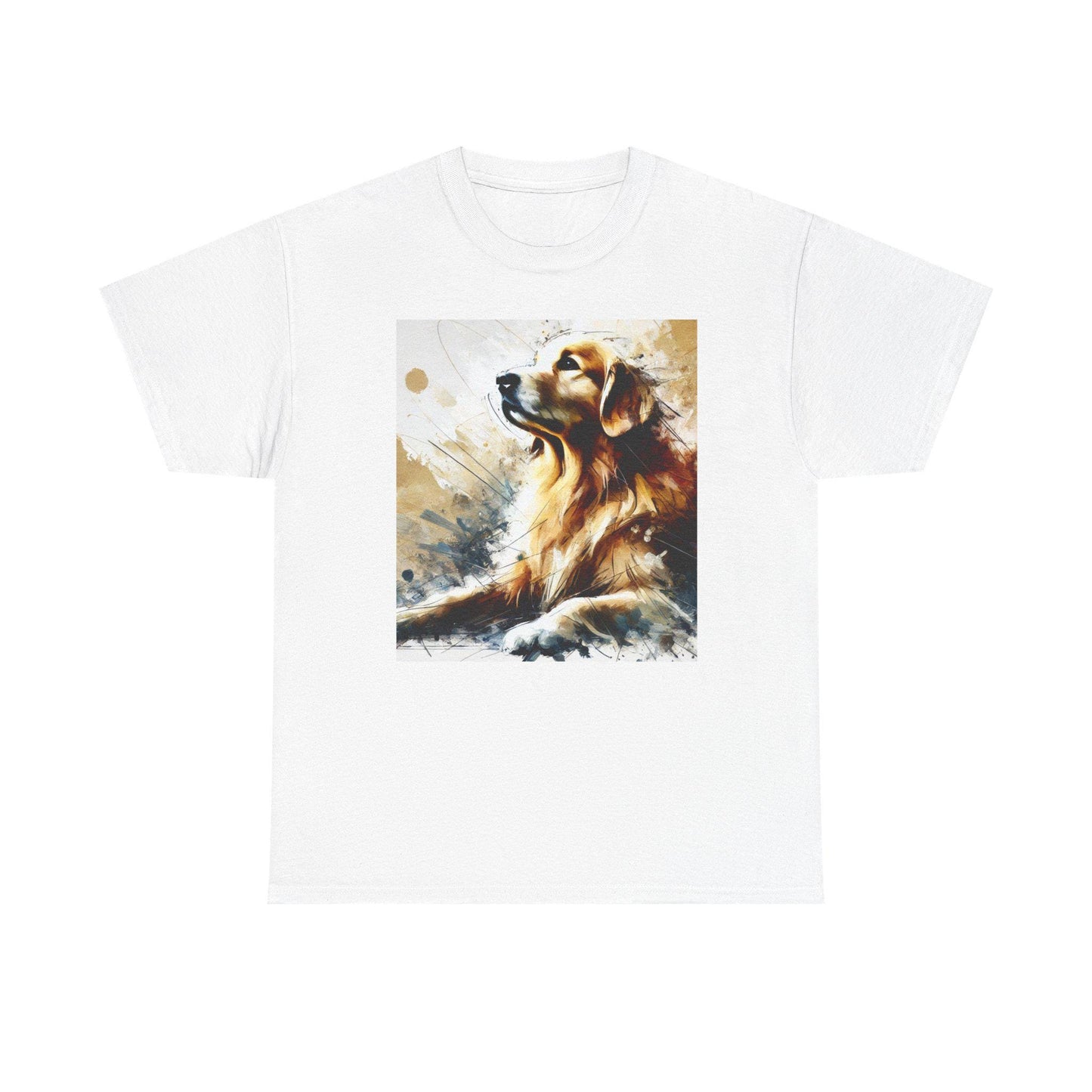 Dog Tee, Golden Retriever Watercolor Design, Unisex LGBT Dog Lover Gift, Gay Graphic Top, Unisex Heavy Cotton T-shirt, 7 Colors