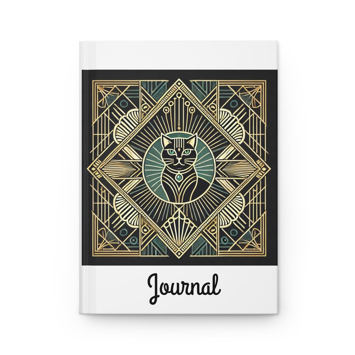 Cat Journal Hardcover - Vintage Art Deco Design - Book Lovers Gift, Retro Diary, Nature Journal, Literature Notebook