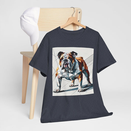 Dog Tee, Bulldog Modern Cubist Design, Unisex LGBT Bulldog Dog Lover Gift, Gay Graphic Top, Unisex Heavy Cotton T-shirt, 7 Colors