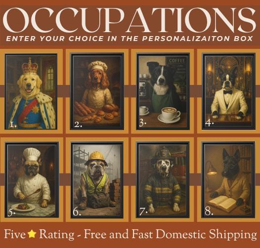 Custom Pet Portrait Painting Canvas Print - Dog Lover Themed Wall Artwork, Unique Home Decor, Birthday or Christmas Present, 12 Custom Sizes