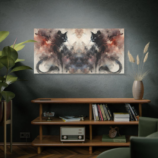 Matte Canvas Print, Original Abstract Watercolor Cat Reflections 3 Portrait, Modern Wall Art, 7 Sizes, Home Decor, Housewarming Gift