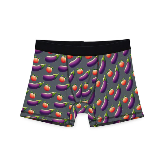Men's Boxers, Funny Peach & Eggplant Emojis Design, Spicy Gift for Gay Men, LGBT Pride Underwear, Sexy Soft Boxer Briefs, Versatile Top Gift