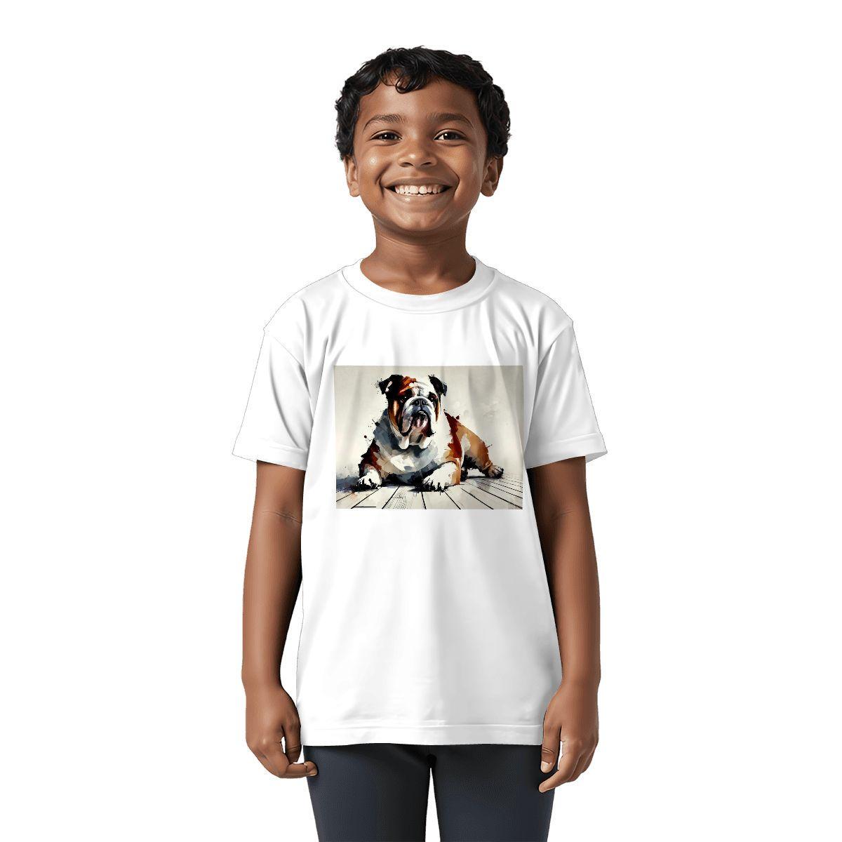 Kids Tee, Fun Youth Bulldog T-Shirt, Unique Birthday Gift, Vacation Wear, Original Art Tee, Kids Fashion, Playful Design, Back To School