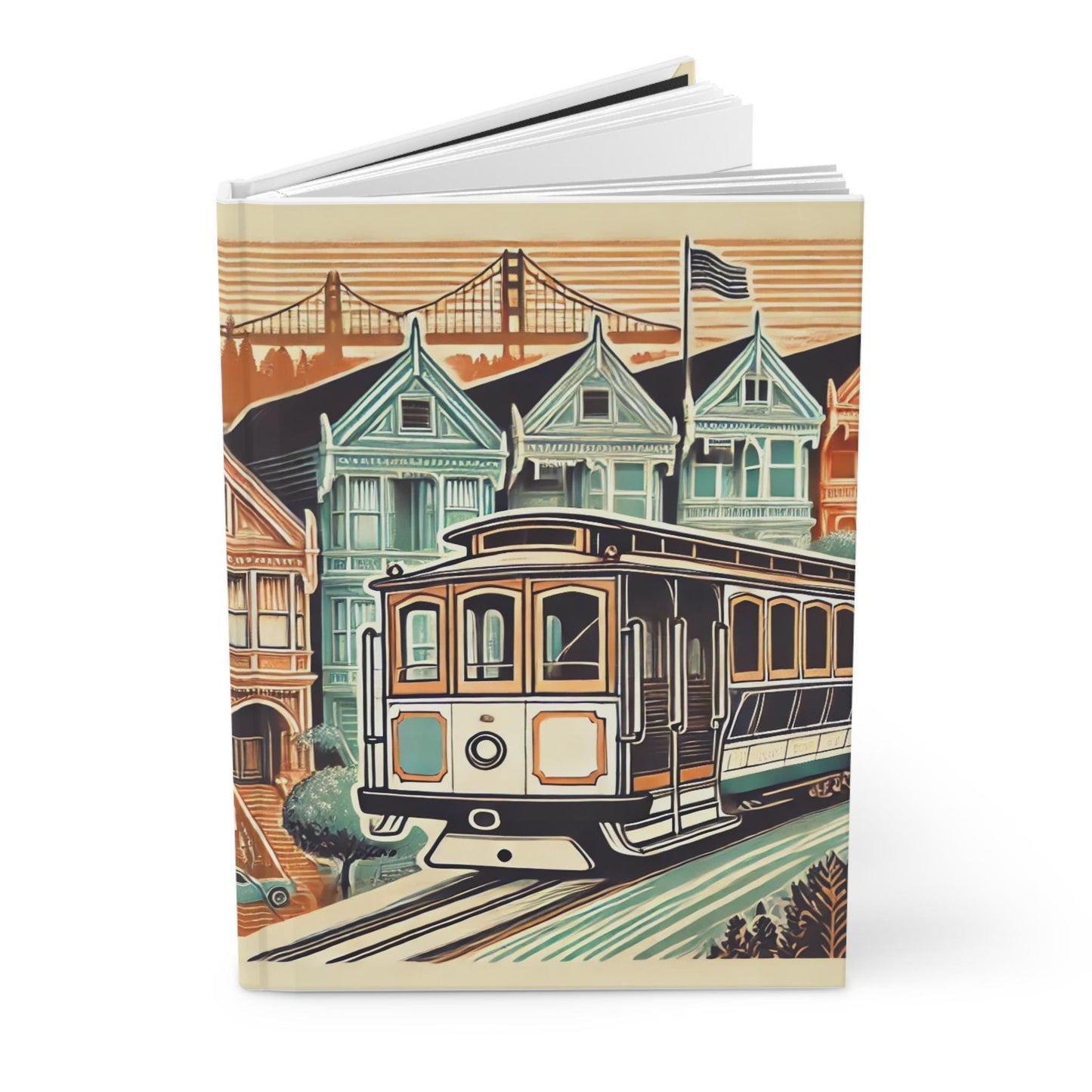 Journal San Francisco Hardcover, Vintage Charm Notebook, Books Lovers Gift, Retro Diary, Trolley Car Journal, Literature Enthusiast