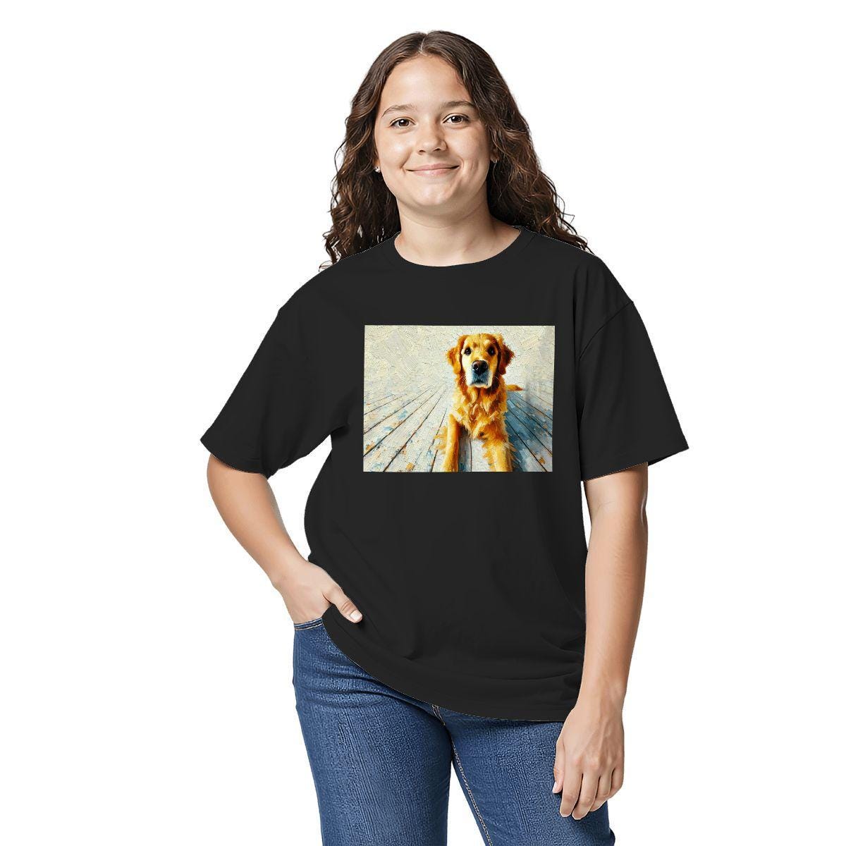 Kids Tee, Fun Golden Retriever Youth T-Shirt, Unique Birthday Gift, Casual Vacation Wear, Original Art Tee, Kid's Fashion, Back To School