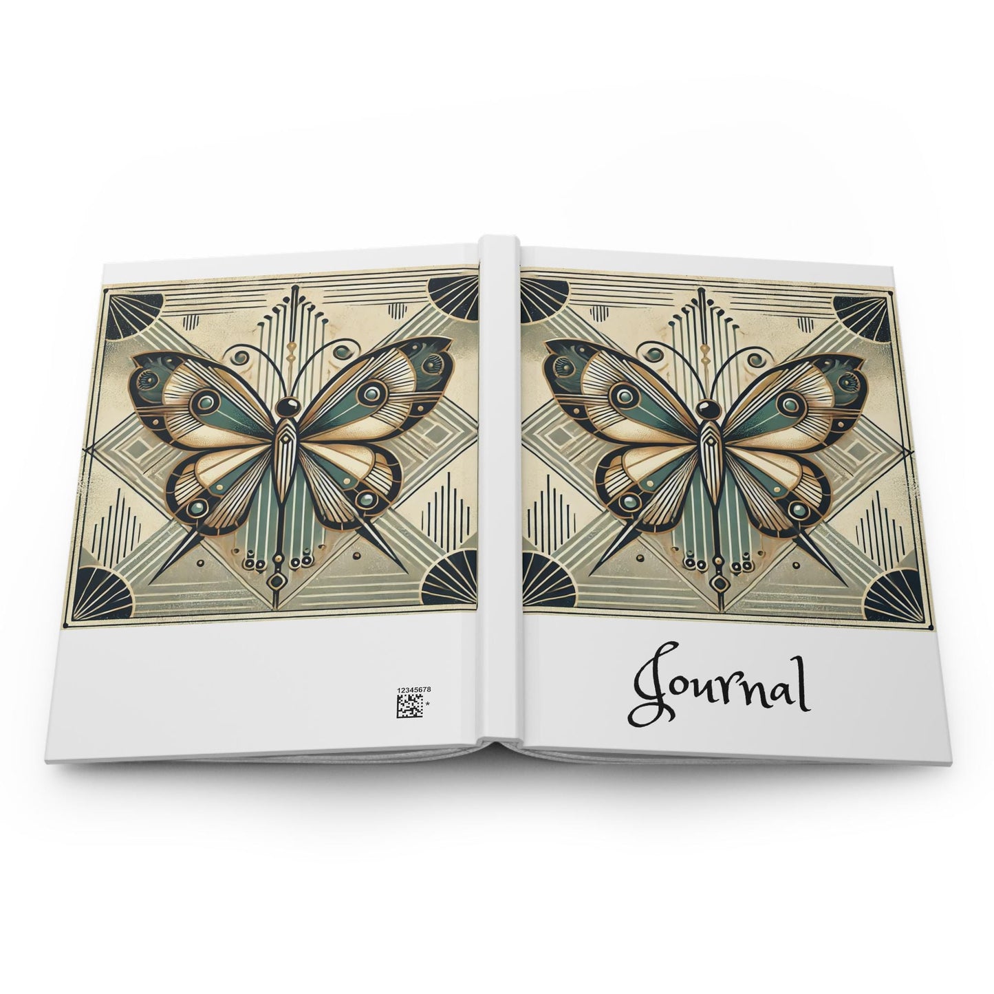 Butterfly Journal Hardcover - Vintage Art Deco Design - Book Lovers Gift, Retro Diary, Nature Journal, Literature Notebook