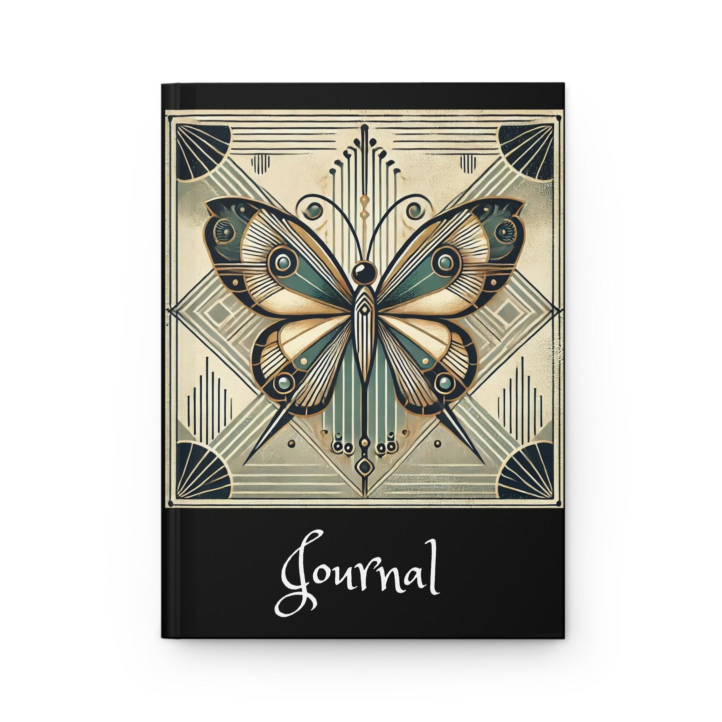 Butterfly Journal Hardcover - Vintage Art Deco Design - Book Lovers Gift, Retro Diary, Nature Journal, Literature Notebook