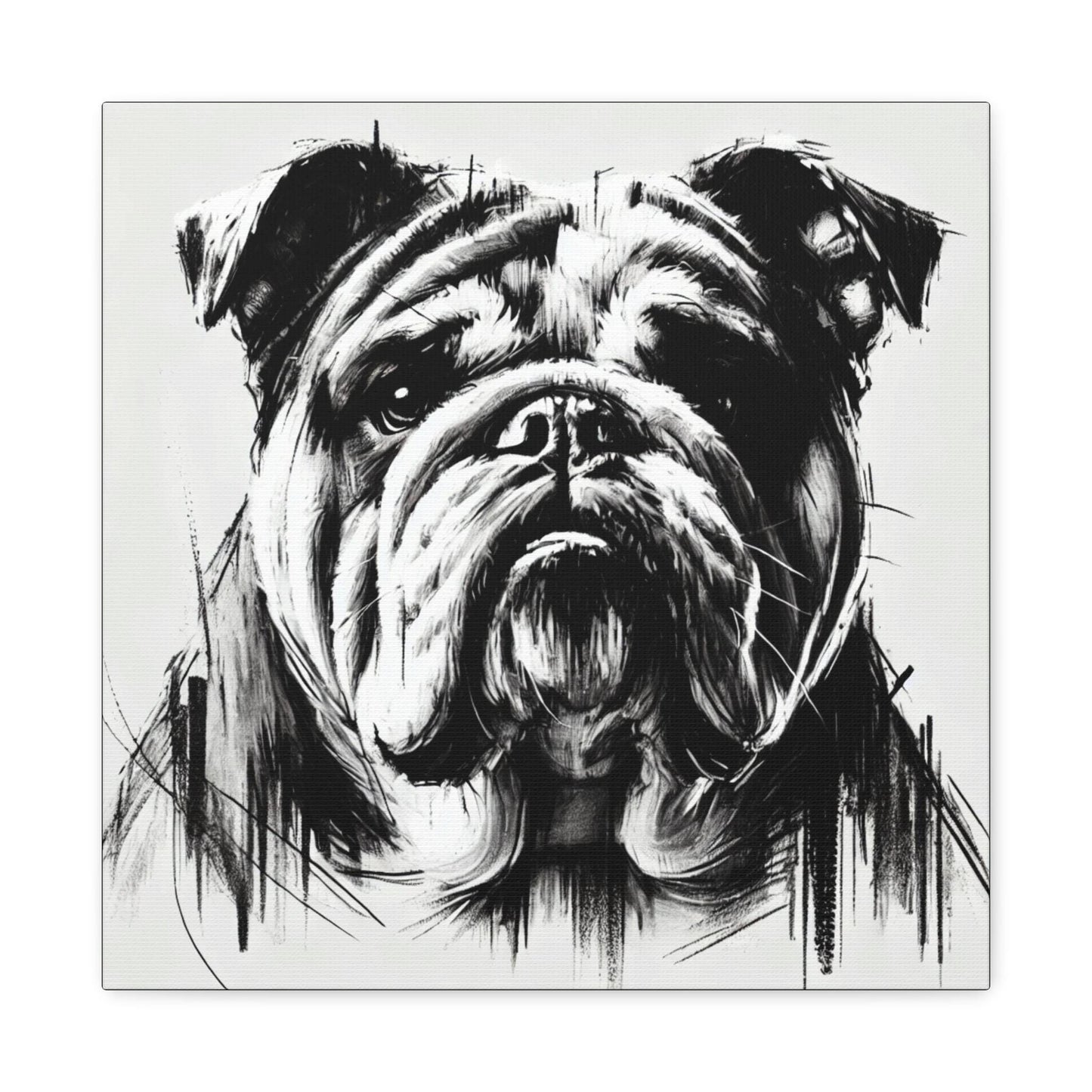 Bulldog Matte Canvas Print, Classic Charcoal Sketch Design, Dog Wall Art, Modern Queer Decor, LGBT Housewarming Gift, Gay Bulldog Dog Lover