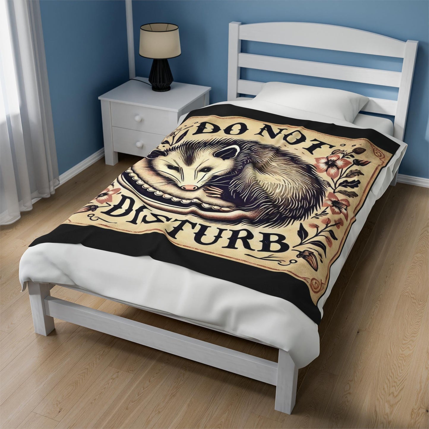 Plush Blanket, Funny Do Not Disturb Possum Design, Soft Fleece Throw, Housewarming Gift, Opossum Theme, Warm Bedding, Home Decor, Cozy Gift,