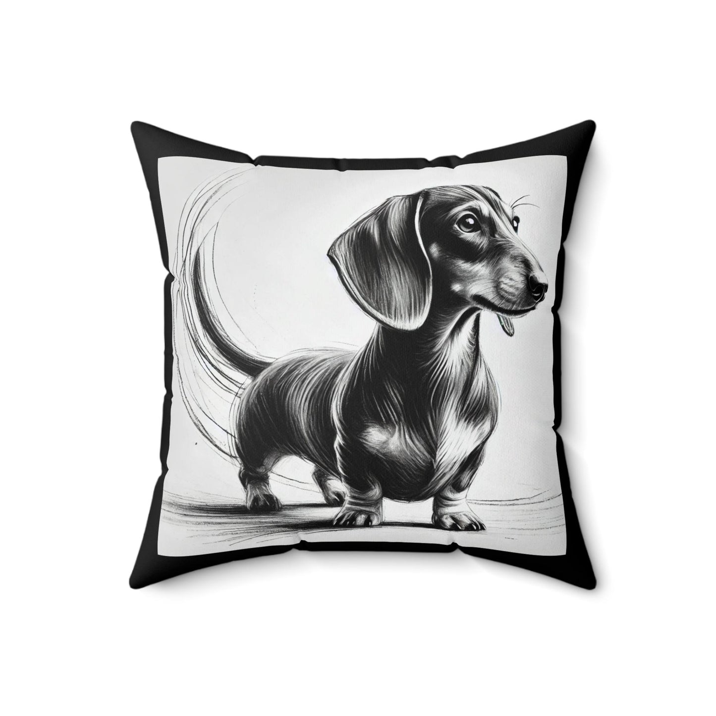 Pillow Dachshund Original Charcoal Sketch Design, LGBT Housewarming, Soft Throw Pillow, Chic Home Decor, Gay Weiner Dog Lover Art Gift