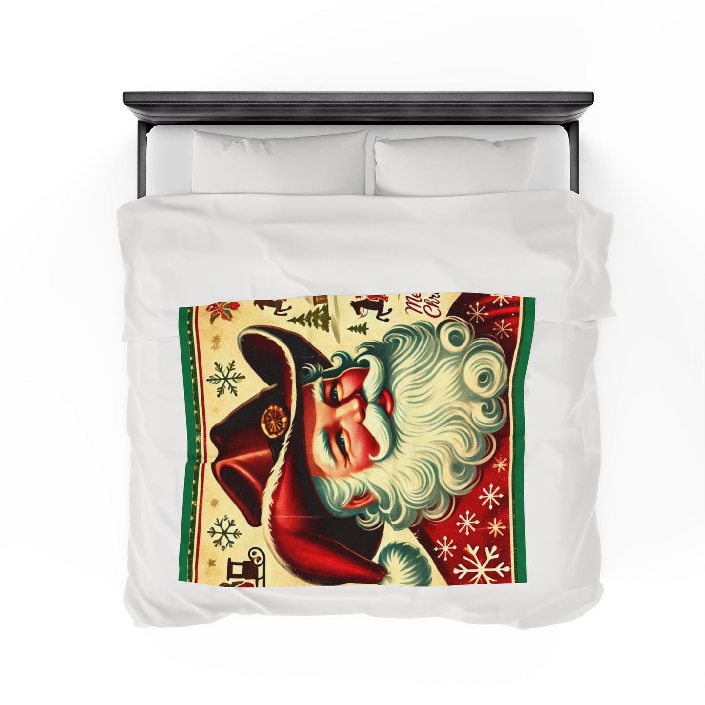 Plush Blanket, Cowboy Santa Claus Design, Fleece Throw, Housewarming Gift, Holiday Home Decor, Rustic Country Christmas Theme, Warm Bedding