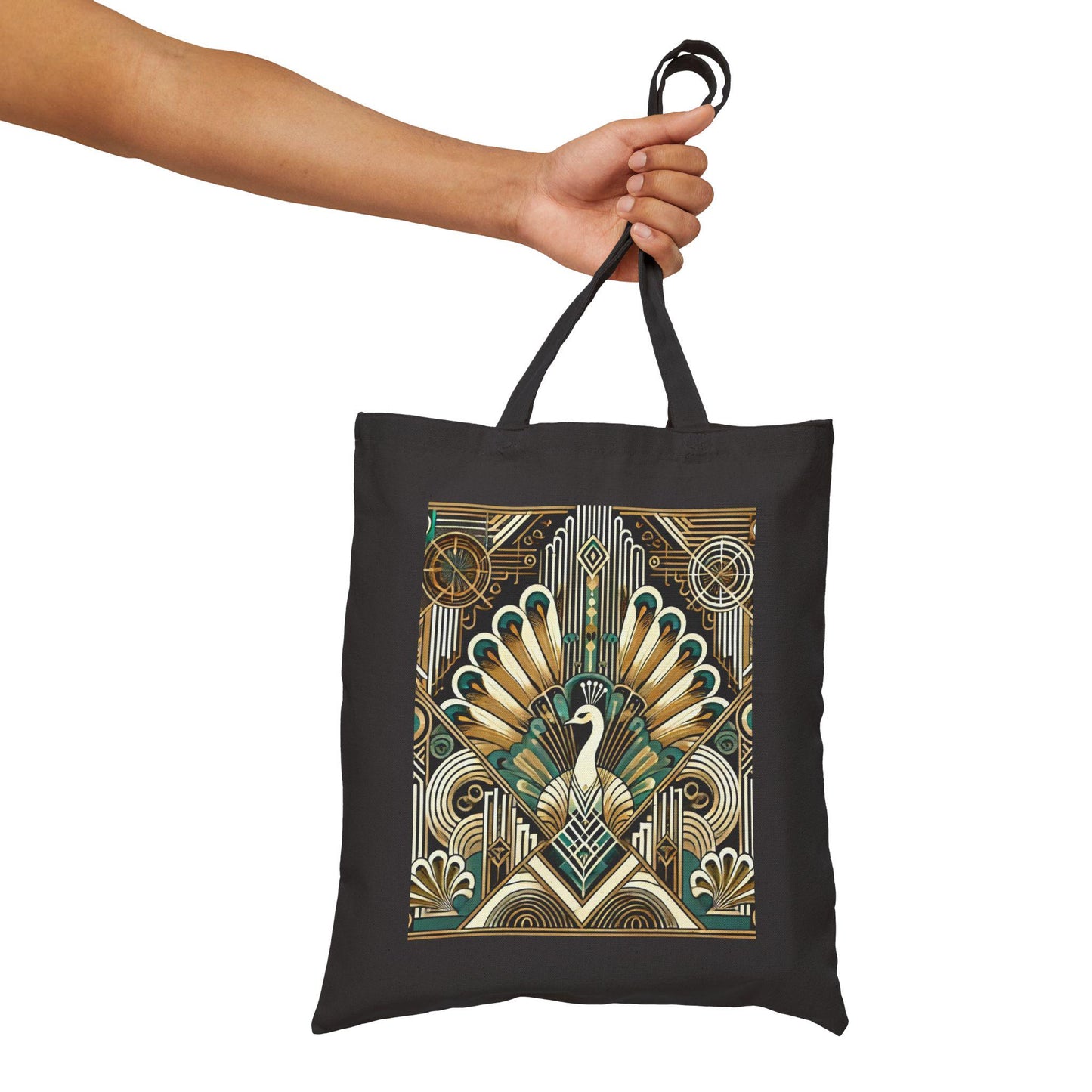 Peacock Tote Bag, Art Deco Design, Durable Market Bag, Vintage Chic, Book Lover Gift, Reusable Grocery Bag, Eco-Friendly, Canvas Tote