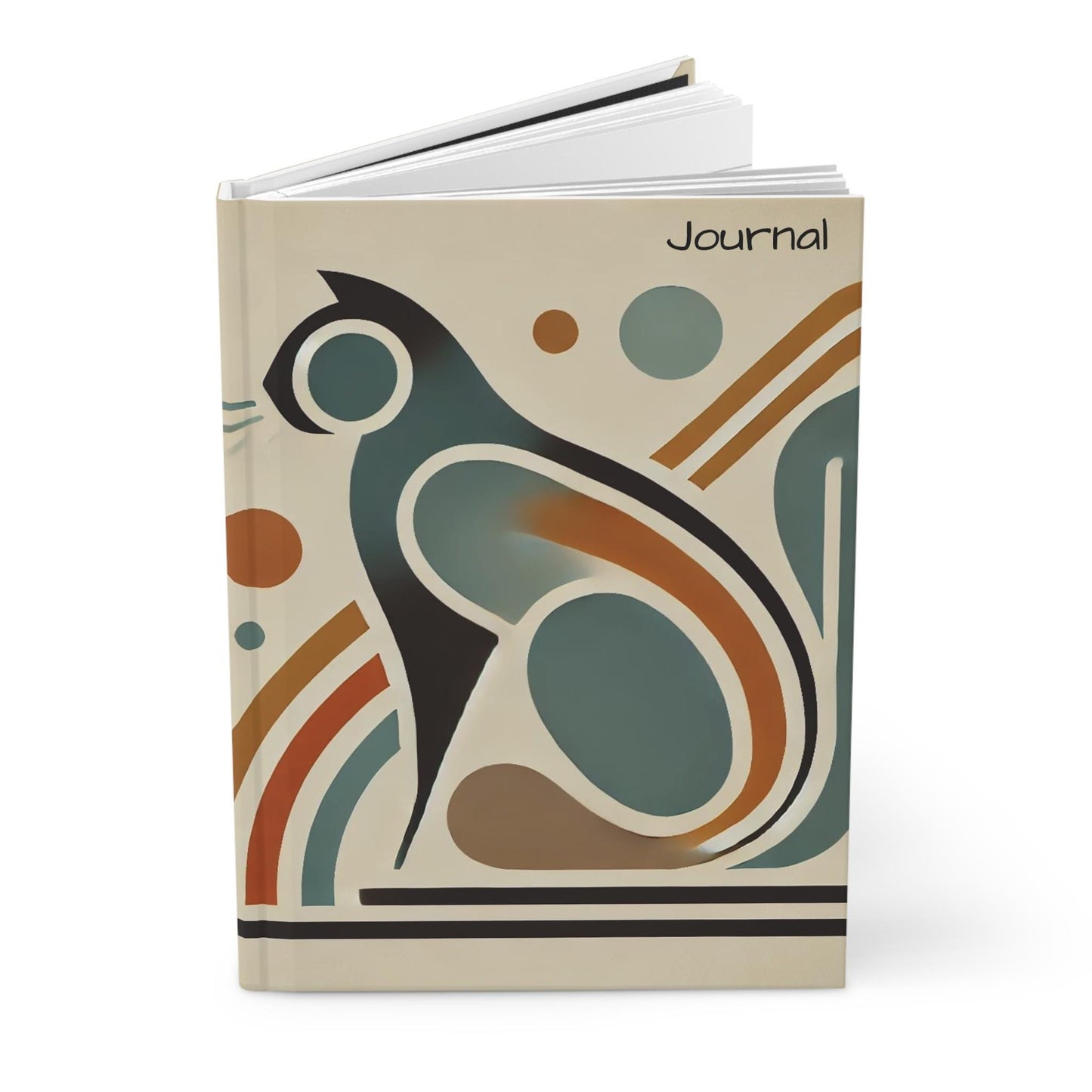 Cat Hardcover Journal, Mid-Century Vintage Charm Notebook, Books Lovers Gift, Retro Matte Diary, Cat Lovers Journal, Literature Enthusiast