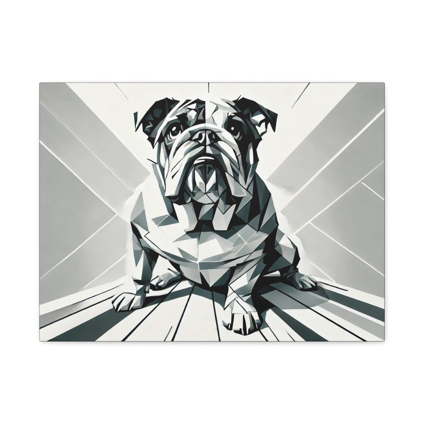 Bulldog Canvas, Original Modern Cubist Wall Art Home Decor, Matte Stretched Print, LGBT Housewarming Gift, Gay Bulldog Dog Lover