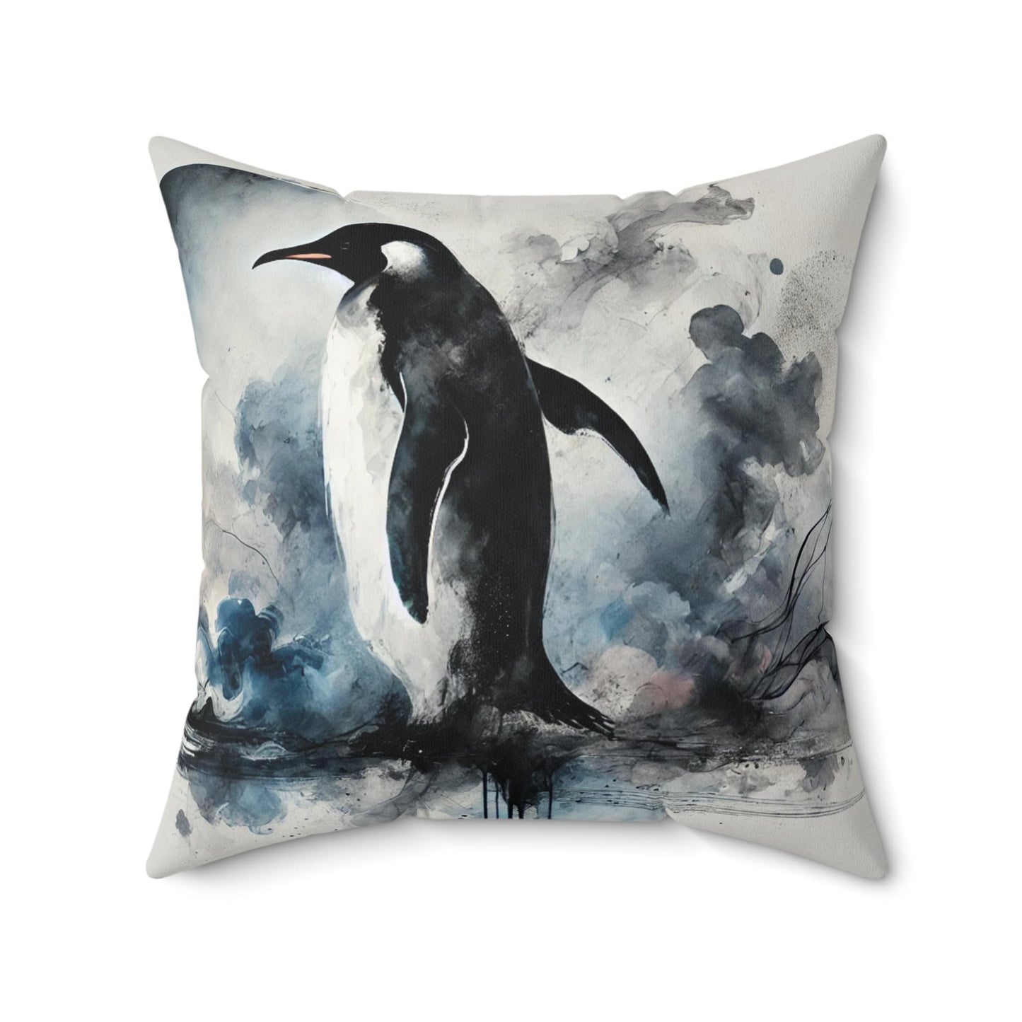 Pillow Modern Abstract Watercolor Penguin 5 Design, Stylish Housewarming Gift, Soft Throw Pillow, Upscale Wall & Office Decor