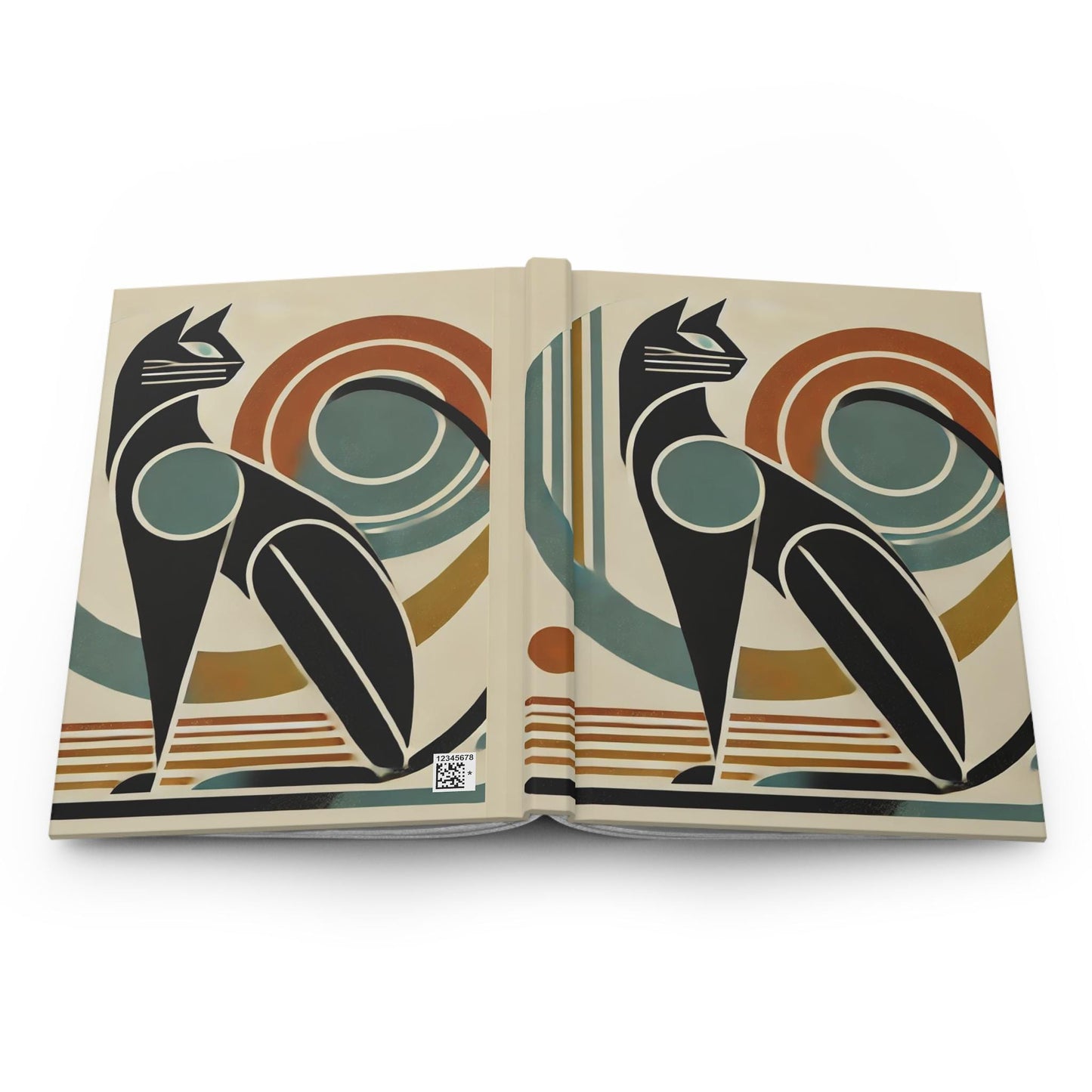 Cat Hardcover Journal, Mid-Century Vintage Charm Notebook, Books Lovers Gift, Retro Matte Diary, Cat Lovers Journal, Literature Enthusiast