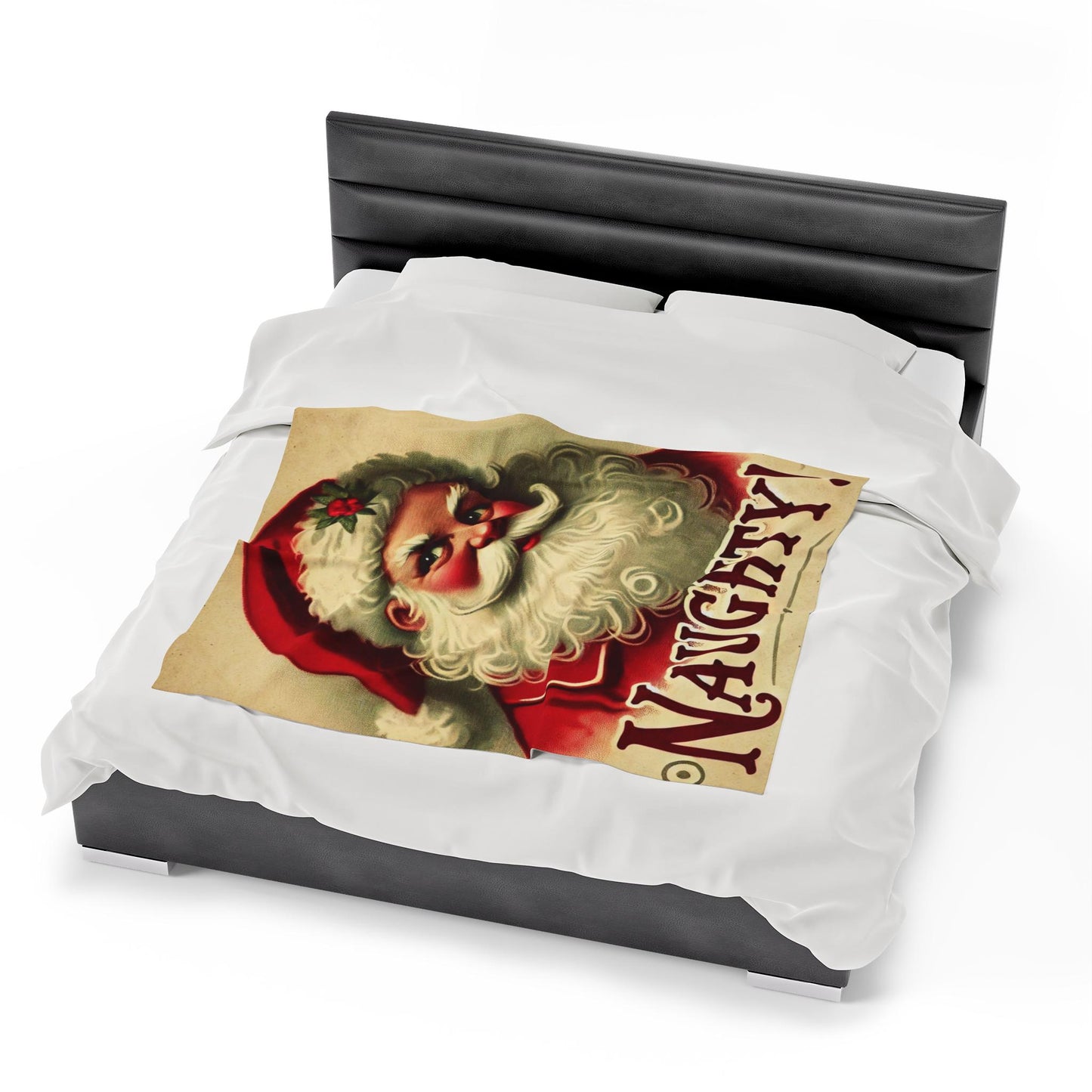 Naughty Plush Blanket, Santa Claus Design, Soft Fleece Throw, Housewarming Gift, Holiday Home Decor, Christmas Theme, Warm Bedding