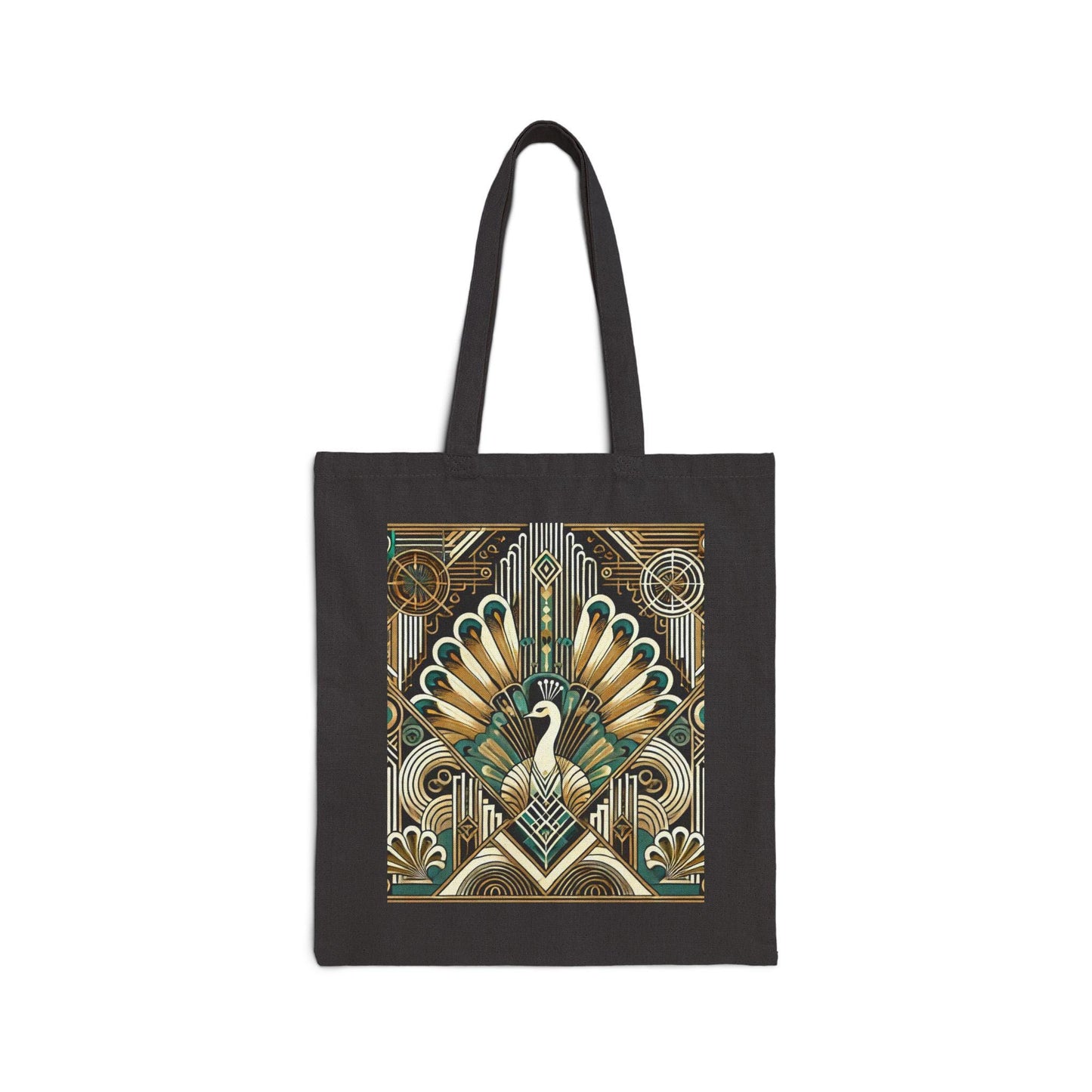 Peacock Tote Bag, Art Deco Design, Durable Market Bag, Vintage Chic, Book Lover Gift, Reusable Grocery Bag, Eco-Friendly, Canvas Tote