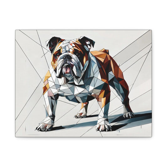 Bulldog Canvas, Original Modern Cubist Wall Art Home Decor, Matte Stretched Print, LGBT Housewarming Gift, Gay Bulldog Dog Lover