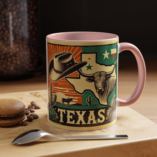 Texas Longhorn Ceramic Coffee Mug, Gifts for Birthday, Vintage Rustic Charm - 11oz, 15oz, Tea Cup, Cow Lover Gift, Souvenir, Kitchen Decor,