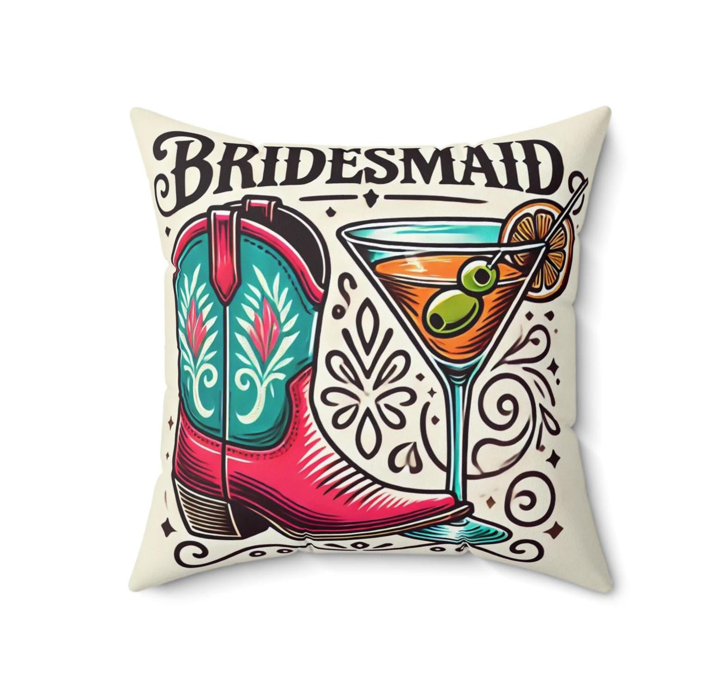 Bridesmaid Gift Pillow (14"x14" Square), Cowgirl Bridesmaid, Best Gifts for Bachelorette Party, Wedding Party Gifts