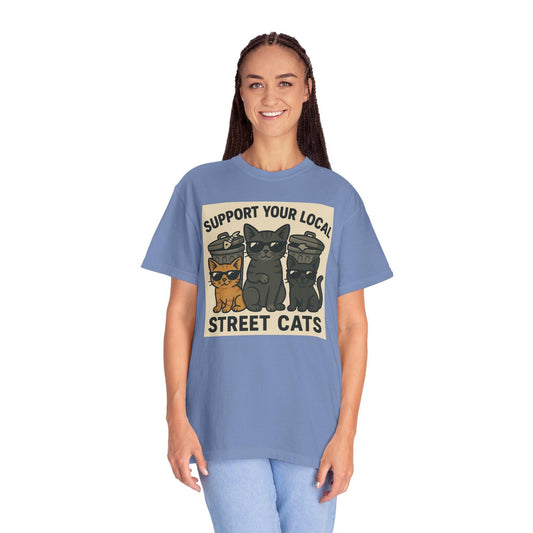 Support Your Local Street Cats T-shirt, Funny Cat Lover Tee, Unisex Vintage Style Shirt, Gift for Cat Owners, Animal Rescue Shirt, Cat Mom