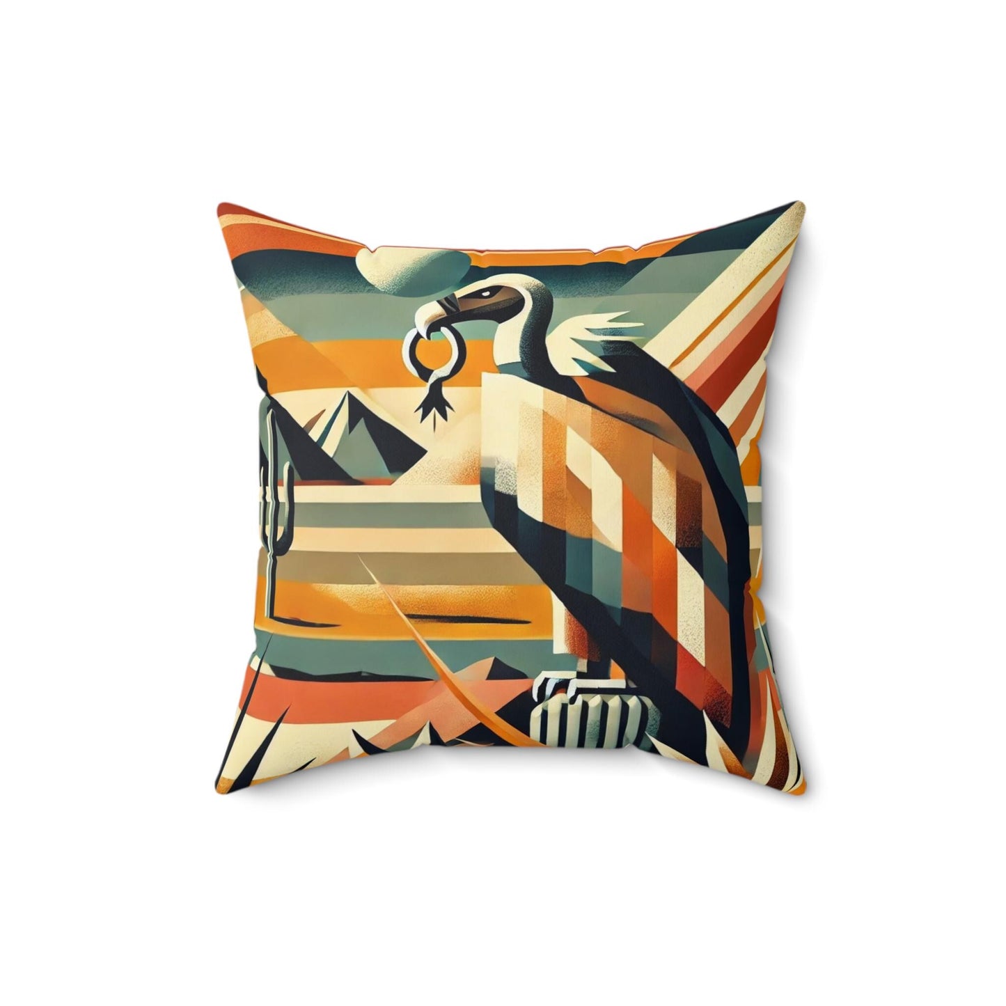 Square Pillow Modern Southwestern Vulture Design, Housewarming Gift, Retro Rustic Charm, Soft Throw Pillow, Home Decor, Art Lover Gift
