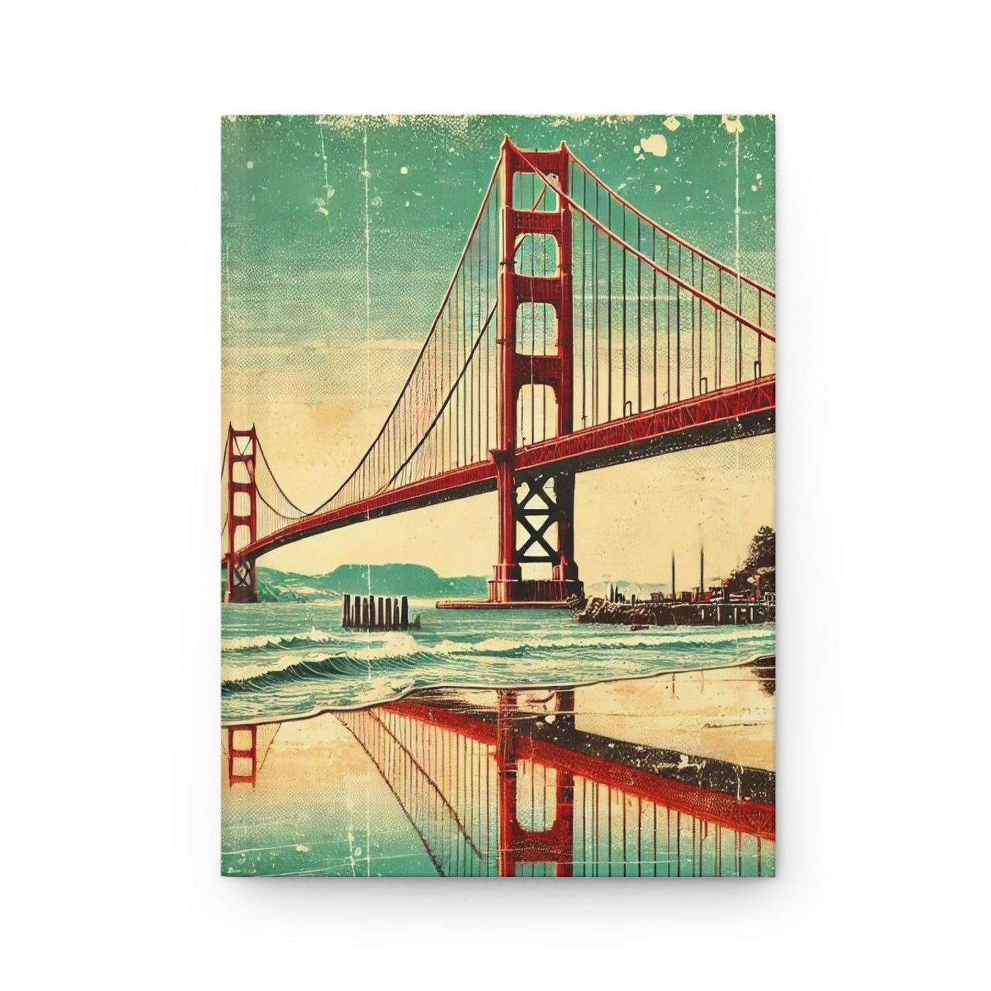 Journal San Francisco Hardcover, Vintage Charm Notebook, Books Lovers Gift, Retro Diary, Golden Gate Bridge Journal, Literature Enthusiast
