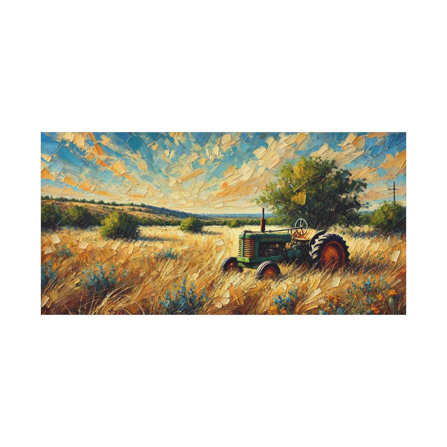 Original Impressionist Tractor Canvas Print, Matte Stretched Art, 7 Sizes Available, Wall Decor, Landscape Painting, Home Office Decor