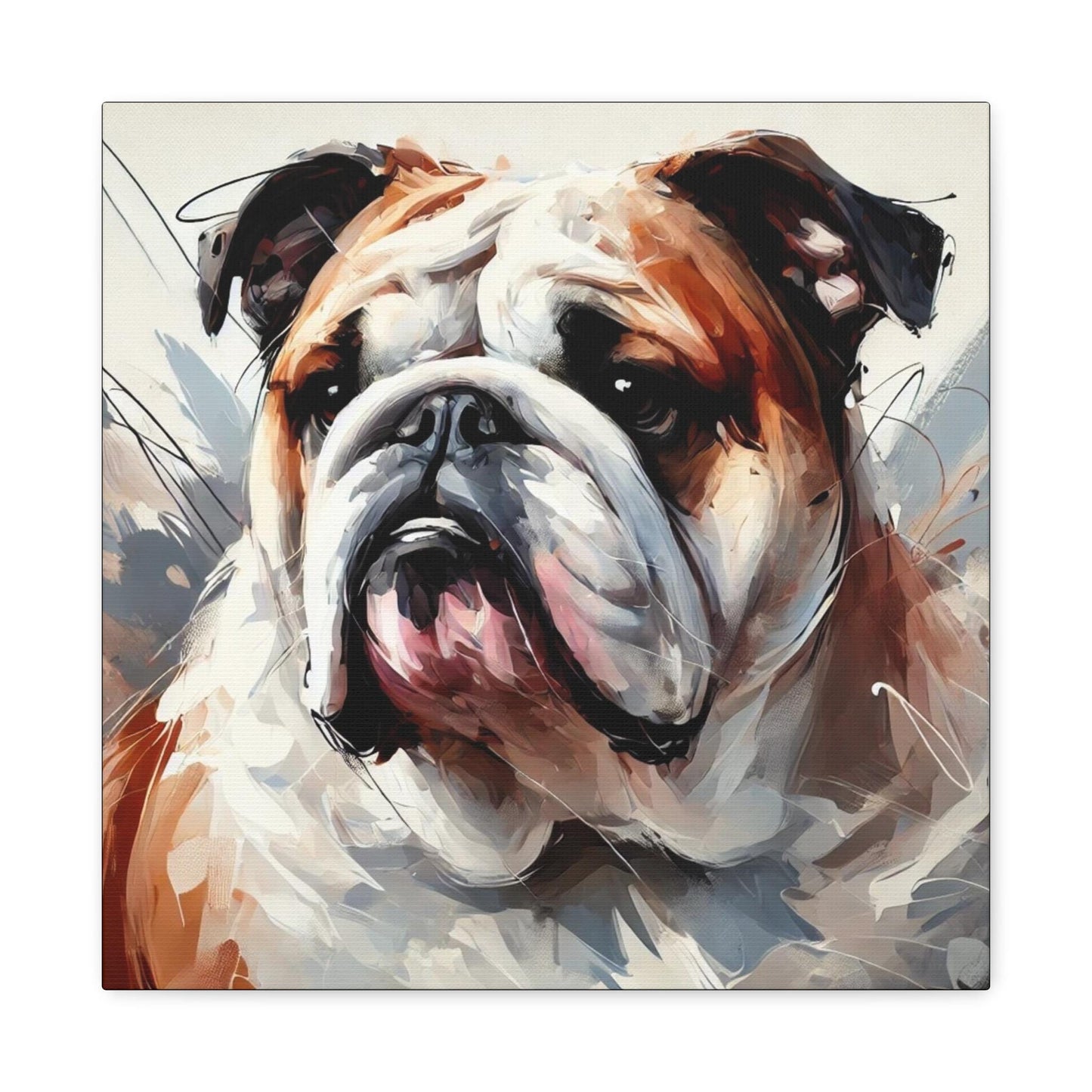Bulldog Matte Canvas Print, Modern Impressionist Design, Dog Wall Art, Modern Queer Decor, LGBT Housewarming Gift, Gay Bulldog Dog Lover