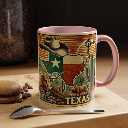 Texas Longhorn Ceramic Coffee Mug, Gifts for Birthday, Vintage Rustic Charm - 11oz, 15oz, Tea Cup, Cow Lover Gift, Souvenir, Kitchen Decor,