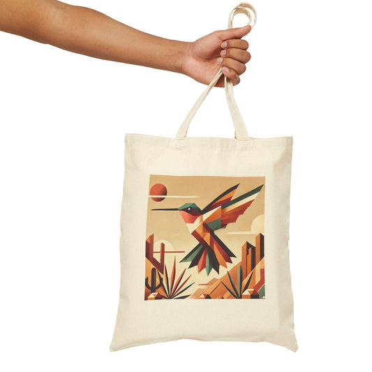 Canvas Tote Bag, Modern Southwestern Hummingbird Design, LGBT Eco-Friendly Bag, Queer Book Lover Gift, Reusable Shopping Bag, Gift for Gays