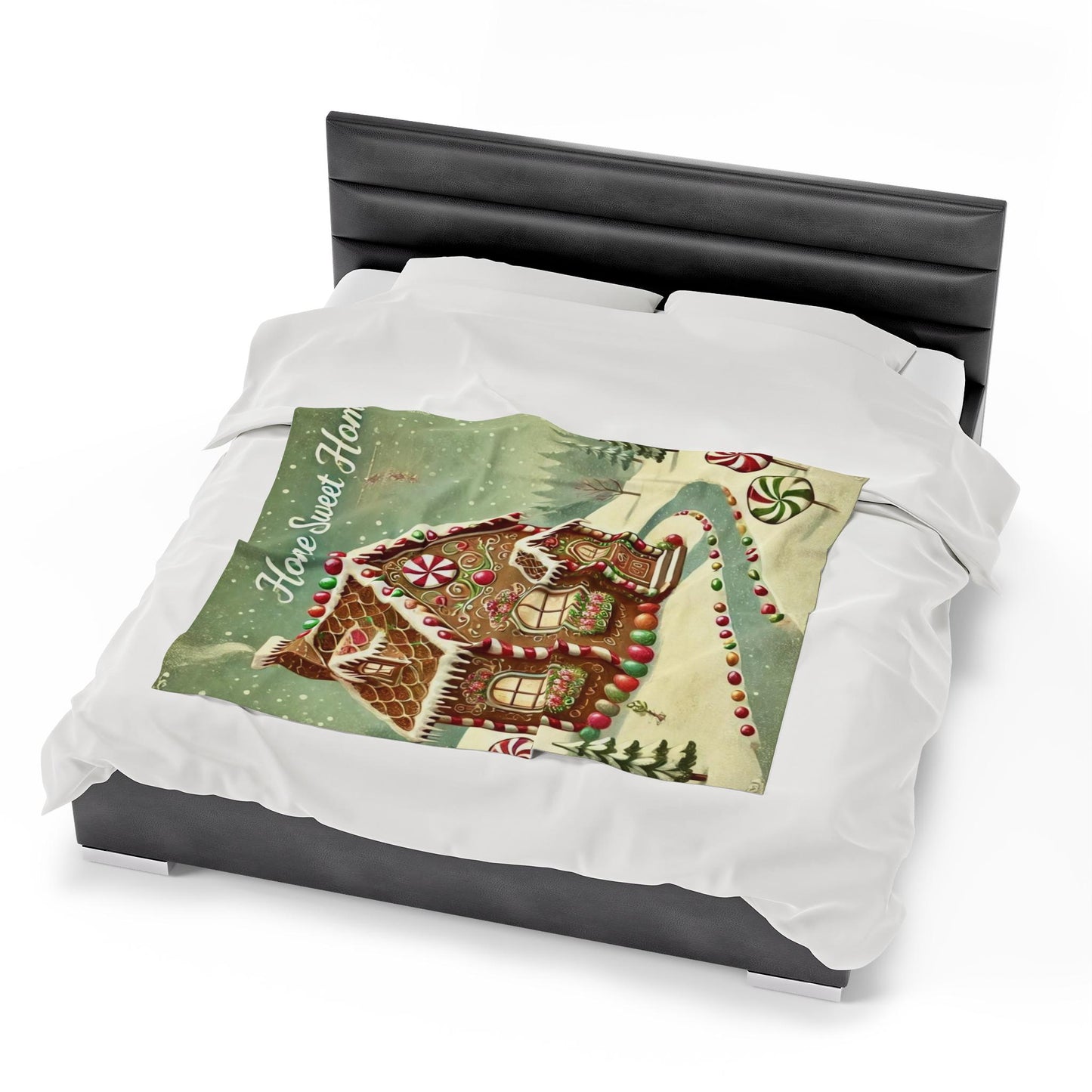 Plush Blanket, Gingerbread House Design, Soft Fleece Throw, Housewarming Gift, Holiday Home Decor, Christmas Theme, Warm Bedding