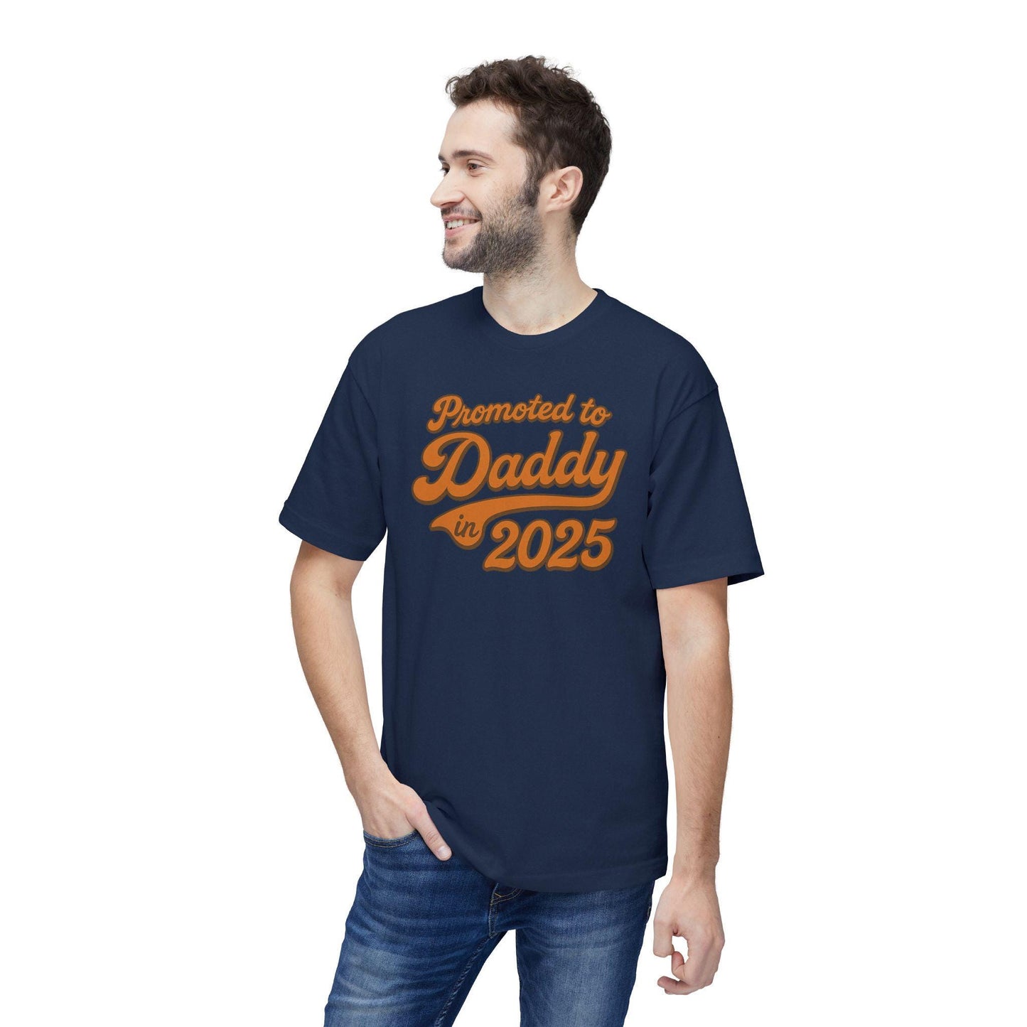 Father's Day Customizable Year 'Promoted to Daddy 2025; T-Shirt, New Dads Gift, Baby Announcement Tee, Baby Shower or Gender Reveal Shirt
