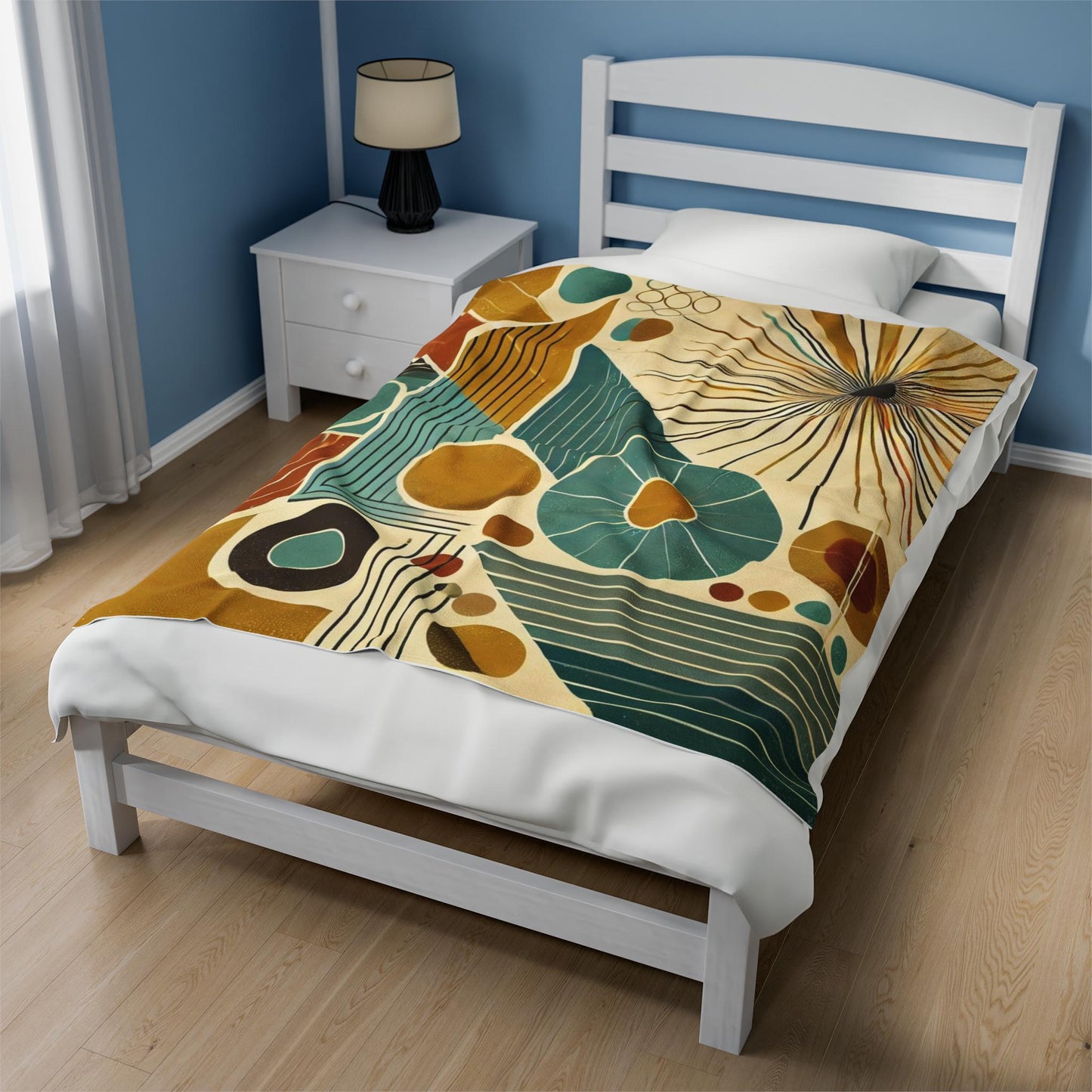 Plush Blanket, Mid-Century Modern Design, Soft Fleece Throw, Housewarming Gift, Chic Home Decor, Sputnik Theme, Warm Bedding