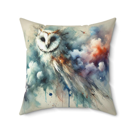 Pillow Modern Abstract Watercolor BrightOwl 2 Design, Posh Housewarming Gift, Owl Soft Throw Pillow, Ethereal Upscale Wall & Office Decor