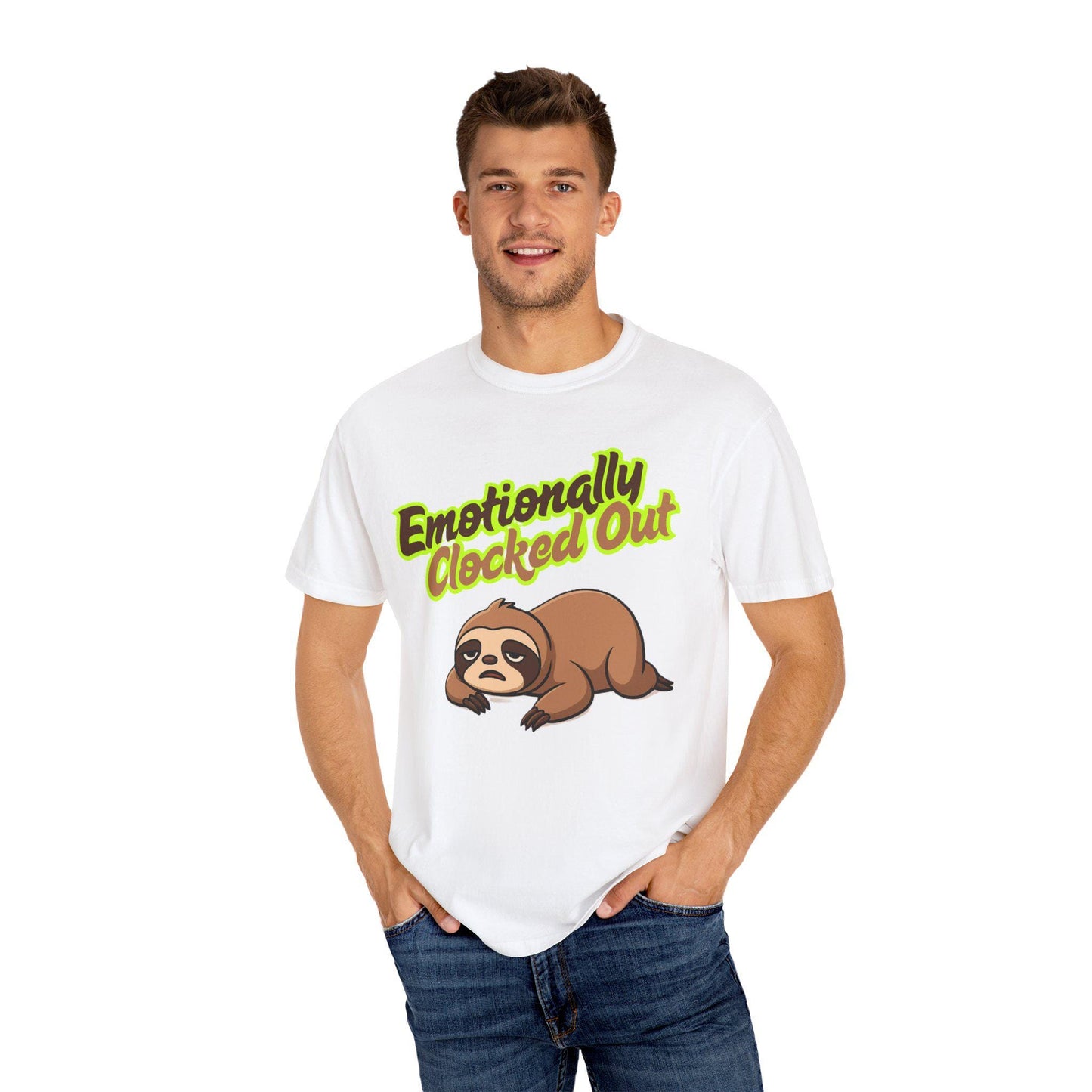 Emotionally Clocked Out Sloth T-shirt, Funny Animal Lover Tee, Unisex Vintage Style Shirt, Sarcastic Summer Accessory, I'm Over It Vibes