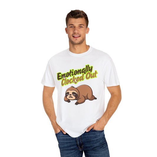 Emotionally Clocked Out Sloth T-shirt, Funny Animal Lover Tee, Unisex Vintage Style Shirt, Sarcastic Summer Accessory, I'm Over It Vibes