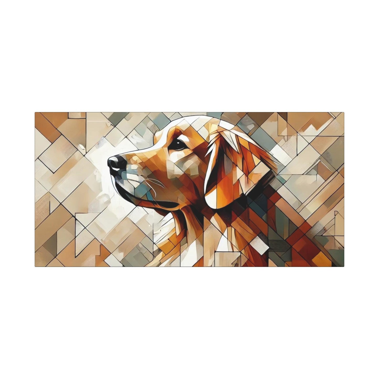 Canvas Print, Modern Cubist Golden Retriever Portrait, LGBT Housewarming Gift, Gay Dog Lover Decor, Original Stretched Wall Art, 7 Sizes
