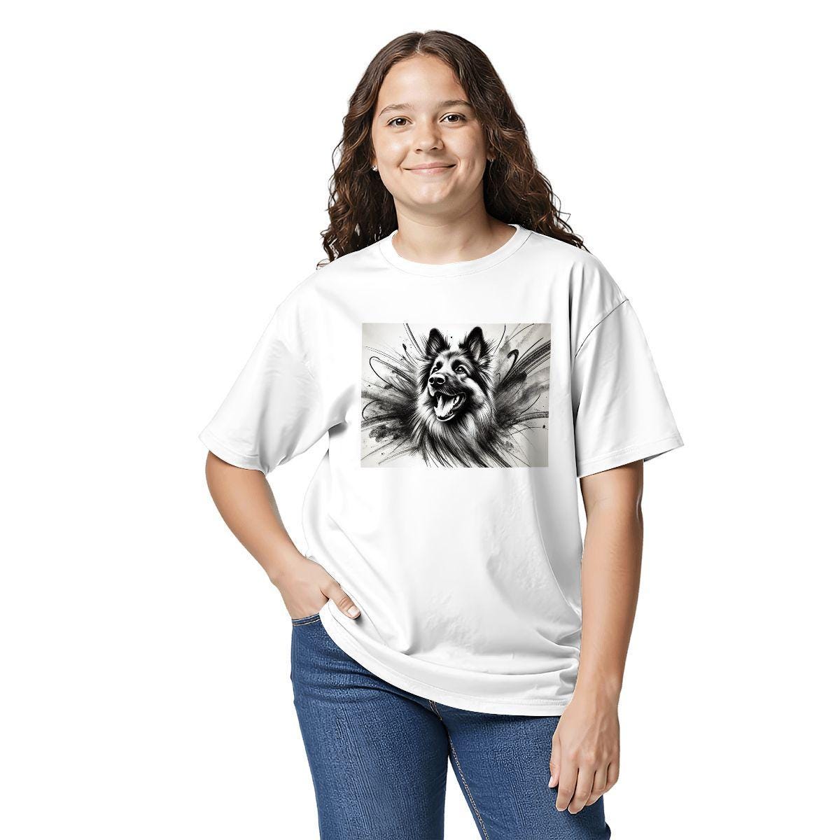 Kids Tee, Fun German Shepherd Youth T-Shirt, Unique Birthday Gift, Casual Vacation Wear, Original Art Tee, Kid's Fashion, Back To School