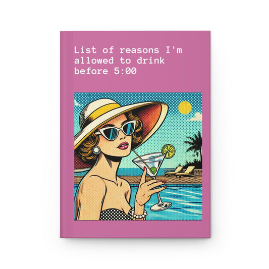 Journal Hardcover, Funny Day Drink Pop Art Design Matte Journal, Humorous Gay Notebook,  Rainbow LGBT Gift, Retro Art Diary