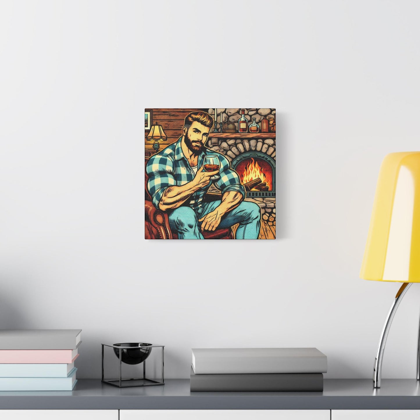 Bourbon Daddy Canvas Print, Bear Chaser Pop Art Design, Gay Wall Art, Modern Decor, LGBT Housewarming, Gay Lumberjack, Matte Canvas