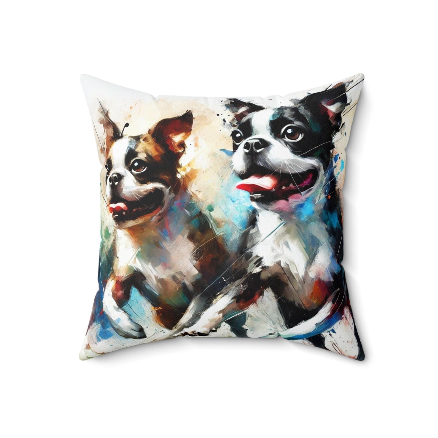 Pillow Boston Terrier Watercolor Design, Unique Housewarming Gift, Modern Art Charm, Soft Throw Pillow, Chic Home Decor, Dog Lover Gift