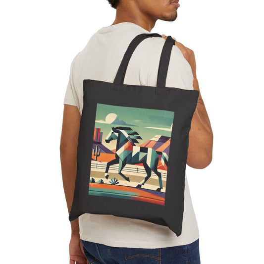 Canvas Tote Bag, Modern Southwestern Horse Design, LGBT Eco-Friendly Bag, Queer Book Lover Gift, Reusable Grocery Shopping, Gay Gift