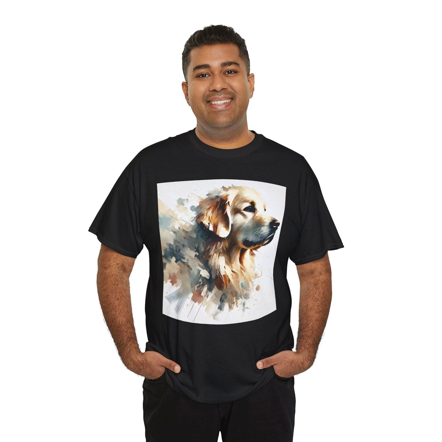 Dog Tee, Golden Retriever Impressionist Design, Unisex LGBT Dog Lover Gift, Gay Graphic Top, Unisex Heavy Cotton T-shirt, 7 Colors