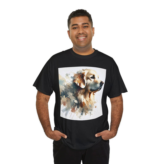 Dog Tee, Golden Retriever Impressionist Design, Unisex LGBT Dog Lover Gift, Gay Graphic Top, Unisex Heavy Cotton T-shirt, 7 Colors